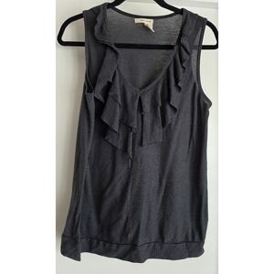 DKNY Jeans Women's Sleeveless Top Size L Gray Striped Cotton Blend Tank